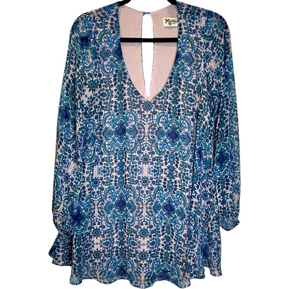 SHOW ME YOUR MUMU DONNA MICHELLE TUNIC SANTORINI‎ SPLASH Boho Mini Dress Small - Picture 2 of 5